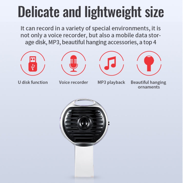 JNN S13 Zinc Alloy U-disk Voice Recorder, Memory:8GB(Silver)