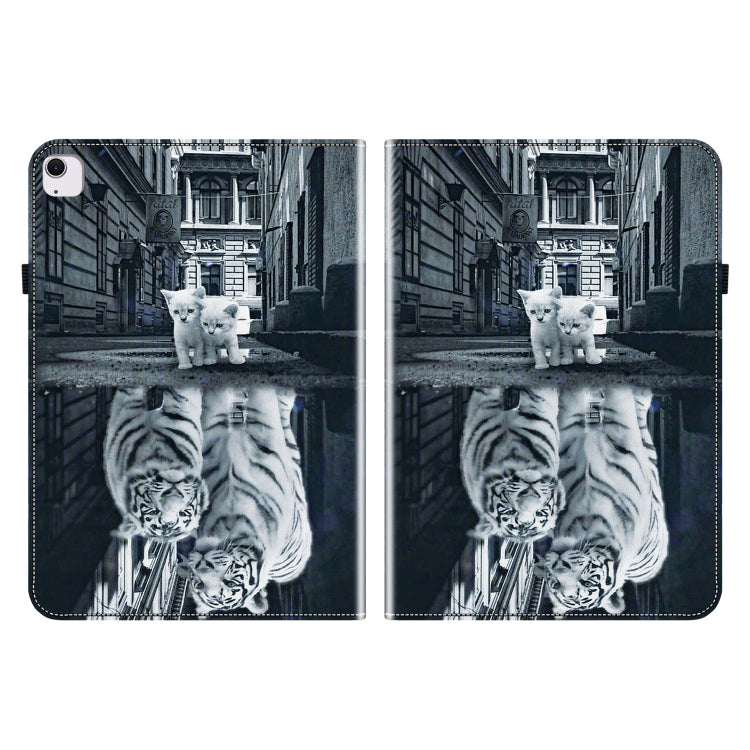 For iPad Air 13 2024 Crystal Texture Painted Leather Smart Tablet Case(Cat Reflection Tiger)