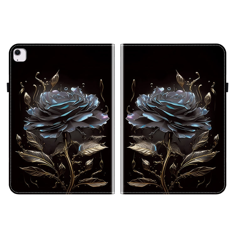For iPad Air 11 2025 / 2024 Crystal Texture Painted Leather Smart Tablet Case(Black Rose)