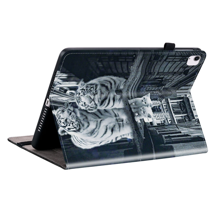 For iPad Air 11 2024 Crystal Texture Painted Leather Smart Tablet Case(Cat Reflection Tiger)