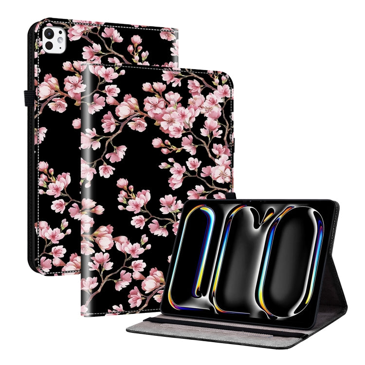 For iPad Pro 11 2024 Crystal Texture Painted Leather Smart Tablet Case(Plum Bossom)