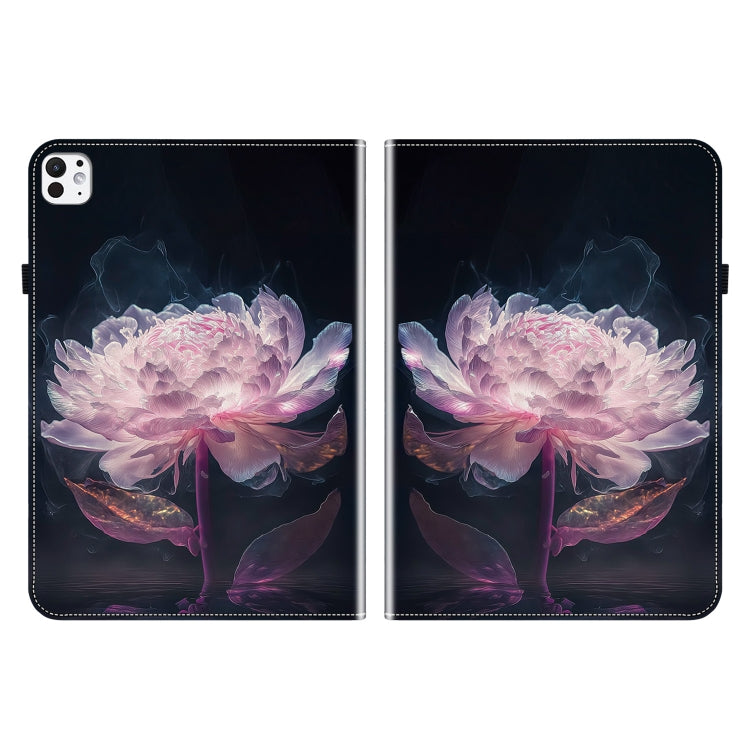 For iPad Pro 11 2024 Crystal Texture Painted Leather Smart Tablet Case(Purple Peony)