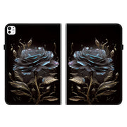 For iPad Pro 11 2024 Crystal Texture Painted Leather Smart Tablet Case(Black Rose)