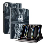For iPad Pro 11 2024 Crystal Texture Painted Leather Smart Tablet Case(Cat Reflection Tiger)