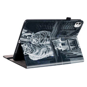 For iPad Pro 11 2024 Crystal Texture Painted Leather Smart Tablet Case(Cat Reflection Tiger)