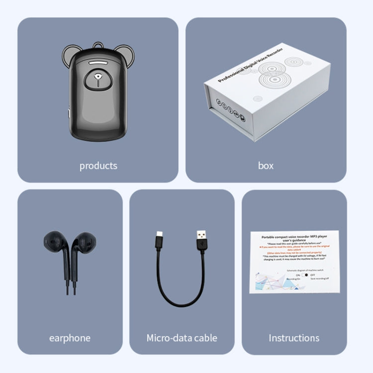 JNN Q6 Bear Smart Noise Cancelling Voice Recorder, Memory:4GB(Black)