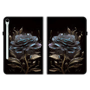 For Samsung Galaxy Tab S9 / S9 FE Crystal Texture Painted Leather Tablet Case(Black Rose)