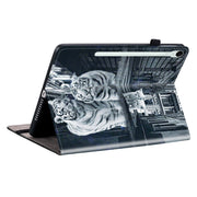 For Samsung Galaxy Tab S9 / S9 FE Crystal Texture Painted Leather Tablet Case(Cat Reflection Tiger)