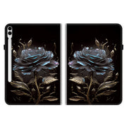 For Samsung Galaxy Tab S9+ / S9 FE+ Crystal Texture Painted Leather Tablet Case(Black Rose)