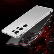 For Samsung Galaxy S24 Ultra 5G Aurora Series Lens Protector + Metal Frame Phone Case(Black Purple)