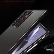 For Samsung Galaxy S24 Ultra 5G Aurora Series Lens Protector + Metal Frame Phone Case(Black Purple)