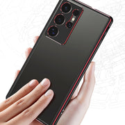 For Samsung Galaxy S24 Ultra 5G Aurora Series Lens Protector + Metal Frame Phone Case(Black Purple)