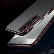 For Samsung Galaxy S24 5G Aurora Series Lens Protector + Metal Frame Phone Case(Black Purple)