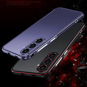 For Samsung Galaxy S24 5G Aurora Series Lens Protector + Metal Frame Phone Case(Purple Silver)