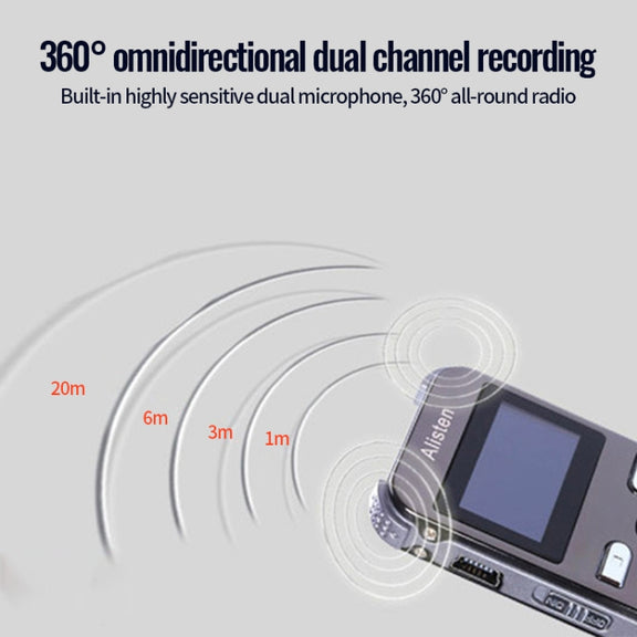 JNN X26 Mini Portable Voice Recorder with OLED Screen, Memory:16GB(Metal Gray)