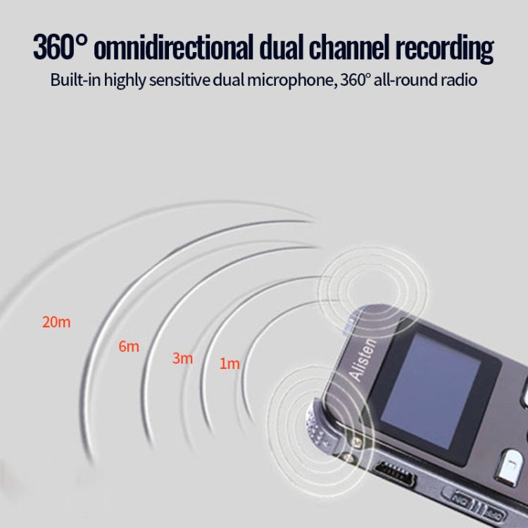 JNN X26 Mini Portable Voice Recorder with OLED Screen, Memory:8GB(Metal Gray)