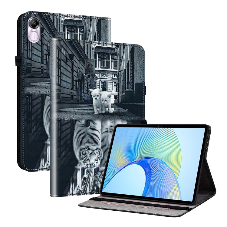 For Honor Pad X8 Pro / X9 2023 Crystal Texture Painted Leather Tablet Case(Cat Reflection Tiger)
