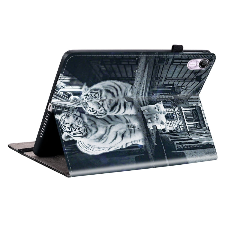 For Honor Pad X8 Pro / X9 2023 Crystal Texture Painted Leather Tablet Case(Cat Reflection Tiger)