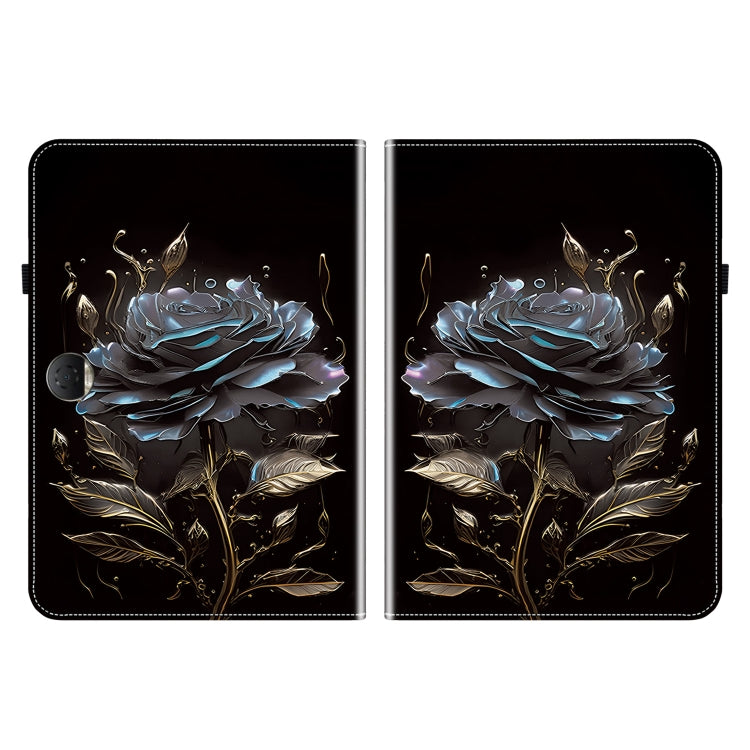 For Honor Pad 9 12.1 Crystal Texture Painted Leather Tablet Case(Black Rose)