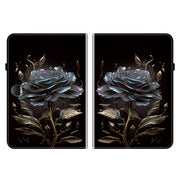 For Honor Pad 9 12.1 Crystal Texture Painted Leather Tablet Case(Black Rose)