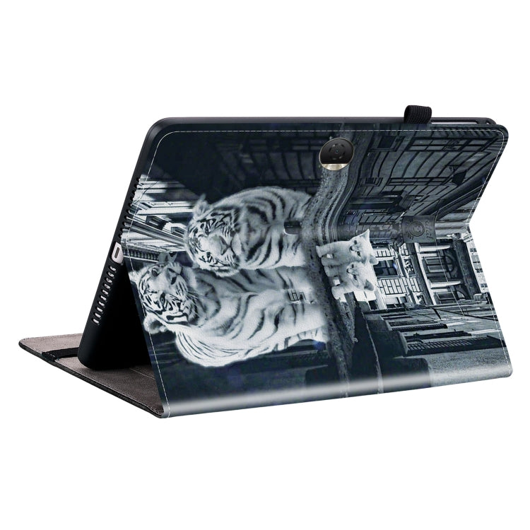 For Honor Pad 9 12.1 Crystal Texture Painted Leather Tablet Case(Cat Reflection Tiger)