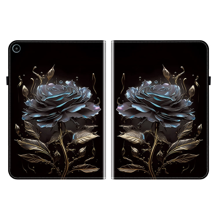 For Huawei MatePad SE 10.4 Crystal Texture Painted Leather Smart Tablet Case(Black Rose)