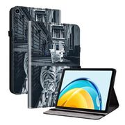 For Huawei MatePad SE 10.4 Crystal Texture Painted Leather Smart Tablet Case(Cat Reflection Tiger)
