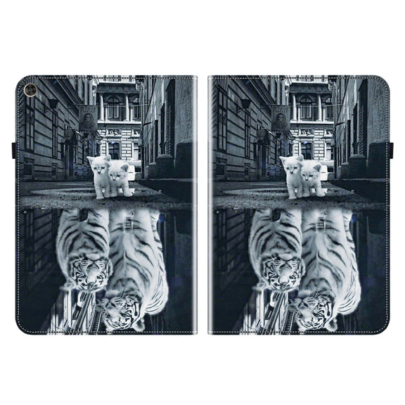 For Huawei MatePad T 10s / Enjoy Tablet 2 Crystal Texture Painted Leather Smart Tablet Case(Cat Reflection Tiger)