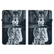 For Huawei MatePad SE 11 2024 Crystal Texture Painted Leather Smart Tablet Case(Cat Reflection Tiger)