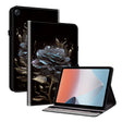 For OPPO Pad Air Crystal Texture Painted Leather Tablet Case(Black Rose) - OPPO by PMC TechLife | Online Shopping South Africa | PMC TechLife | Buy Now Pay Later Mobicred