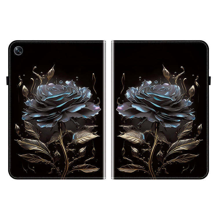 For OPPO Pad Air Crystal Texture Painted Leather Tablet Case(Black Rose)