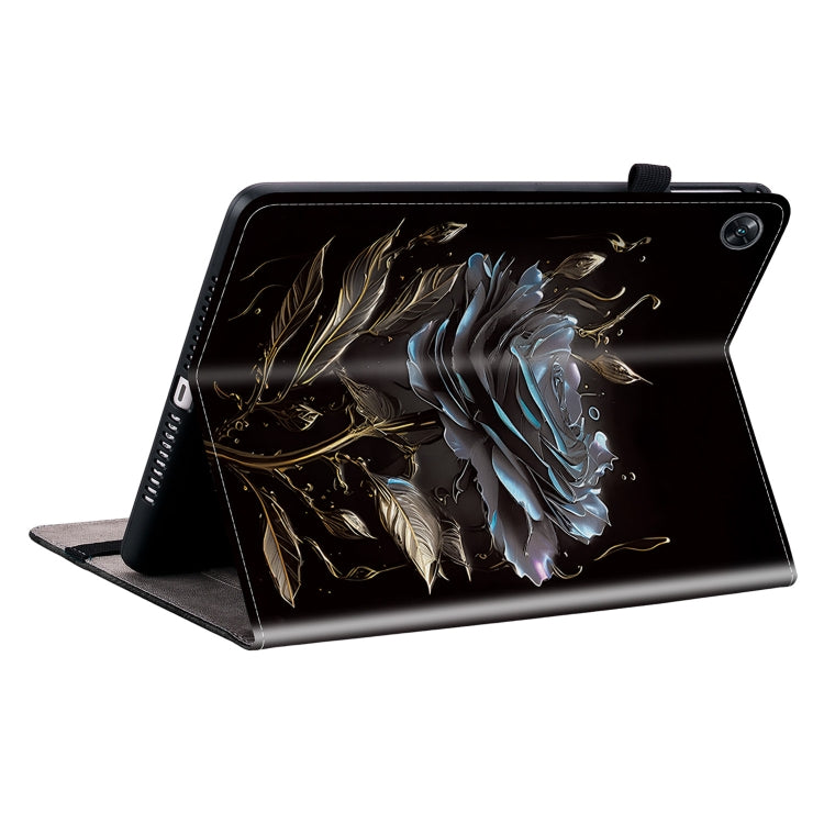 For OPPO Pad Air Crystal Texture Painted Leather Tablet Case(Black Rose)