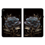 For Realme Pad 10.4 Crystal Texture Painted Leather Tablet Case(Black Rose)