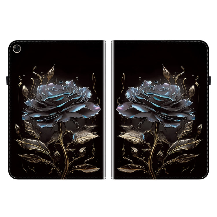 For Realme Pad 10.4 Crystal Texture Painted Leather Tablet Case(Black Rose)