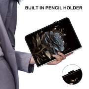 For Realme Pad 10.4 Crystal Texture Painted Leather Tablet Case(Black Rose)