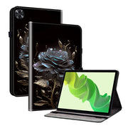 For Realme Pad 2 11.5 Crystal Texture Painted Leather Tablet Case(Black Rose)