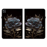 For Realme Pad 2 11.5 Crystal Texture Painted Leather Tablet Case(Black Rose)