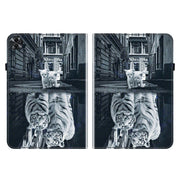 For Realme Pad 2 11.5 Crystal Texture Painted Leather Tablet Case(Cat Reflection Tiger)