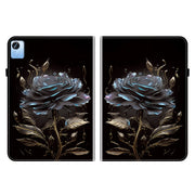 For Realme Pad X Crystal Texture Painted Leather Tablet Case(Black Rose)