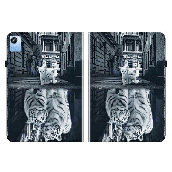 For Realme Pad X Crystal Texture Painted Leather Tablet Case(Cat Reflection Tiger)