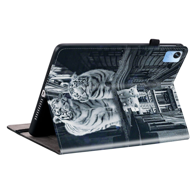For Realme Pad X Crystal Texture Painted Leather Tablet Case(Cat Reflection Tiger)