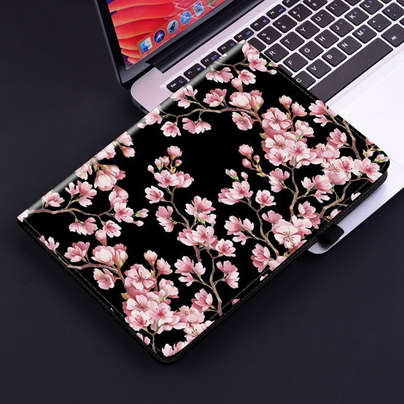 For Nokia T21 Crystal Texture Painted Leather Tablet Case(Plum Bossom)
