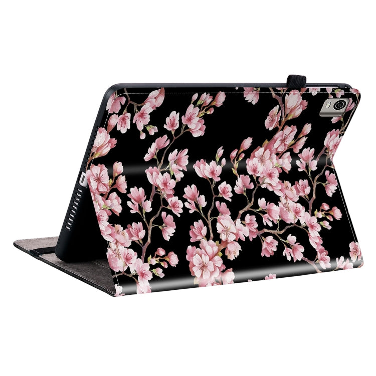For Nokia T21 Crystal Texture Painted Leather Tablet Case(Plum Bossom)