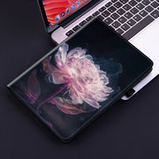 For Nokia T21 Crystal Texture Painted Leather Tablet Case(Purple Peony)
