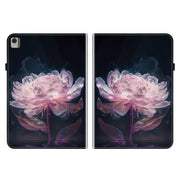 For Nokia T21 Crystal Texture Painted Leather Tablet Case(Purple Peony)