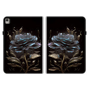 For Nokia T21 Crystal Texture Painted Leather Tablet Case(Black Rose)
