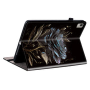 For Nokia T21 Crystal Texture Painted Leather Tablet Case(Black Rose)