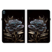 For Nokia T20 10.4 2021 Crystal Texture Painted Leather Tablet Case(Black Rose)