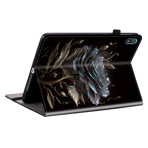 For Nokia T20 10.4 2021 Crystal Texture Painted Leather Tablet Case(Black Rose)