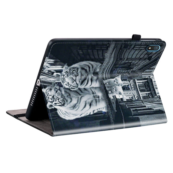 For Nokia T20 10.4 2021 Crystal Texture Painted Leather Tablet Case(Cat Reflection Tiger)